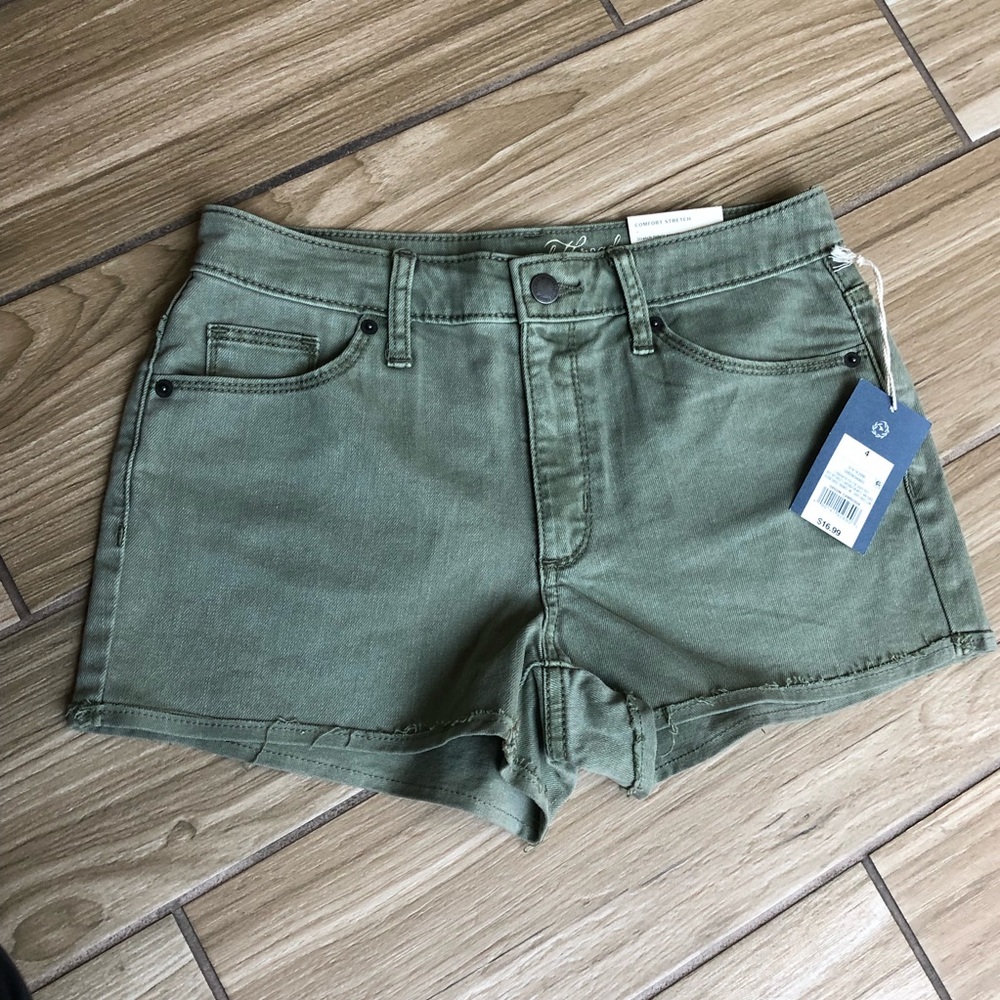 Green jean shorts